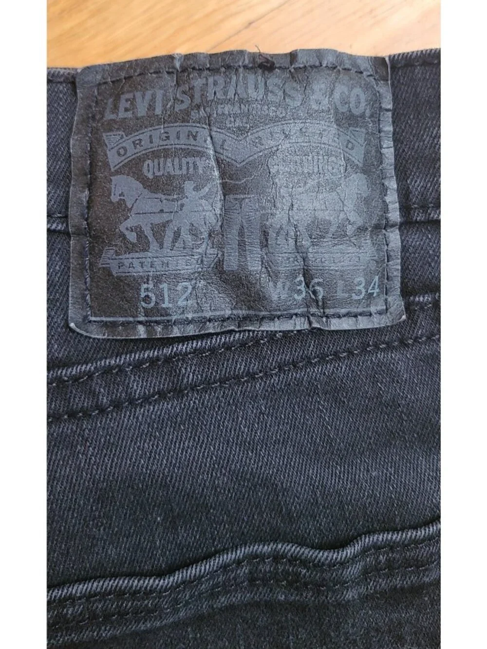 Levi's 512 Men's Black Slim Taper Jeans 36x34 Stretch Denim Grunge Streetwear